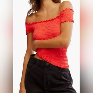 Free People Pucker Up Seamless Tee/Poppy Red